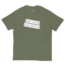 Load image into Gallery viewer, &quot;Make a statement with our RED EYES BIG SMILE Classic Tee&quot; - Army Green Layout Shirt