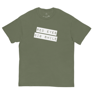 "Make a statement with our RED EYES BIG SMILE Classic Tee" - Army Green Layout Shirt