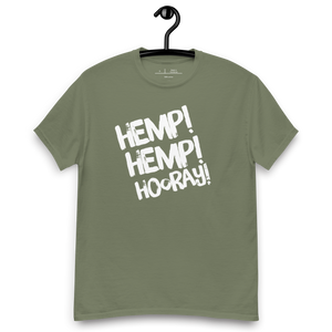 Embrace the power of hemp with our Army Green and Marooned Hemp! Hemp! Hoorah! Tee - Army Hanger Tshirt