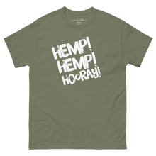 Load image into Gallery viewer, Embrace the power of hemp with our Army Green and Marooned Hemp! Hemp! Hoorah! Tee - Army Green Tshirt Mockup only