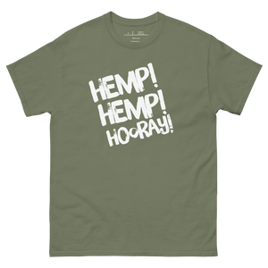 Embrace the power of hemp with our Army Green and Marooned Hemp! Hemp! Hoorah! Tee - Army Green Tshirt Mockup only