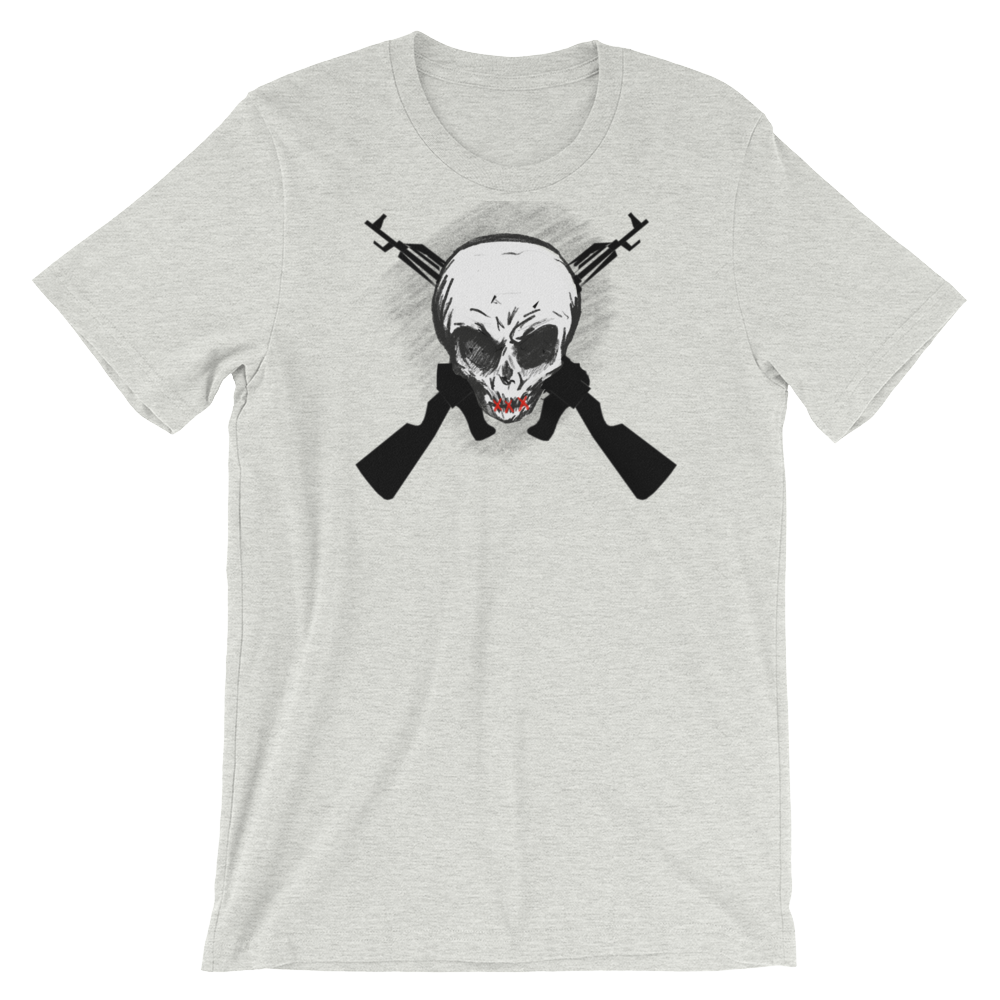 SKULL AND CROSS GUNS - Tee's Classic Apparel (Original Art) Unisex style - Cannabis Incognito Apparel CIA | Cannabis Clothing Store