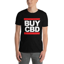 Load image into Gallery viewer, Model wearing Classic Run DMC CBD T-shirt, side view