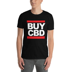 Model wearing Classic Run DMC CBD T-shirt, side view