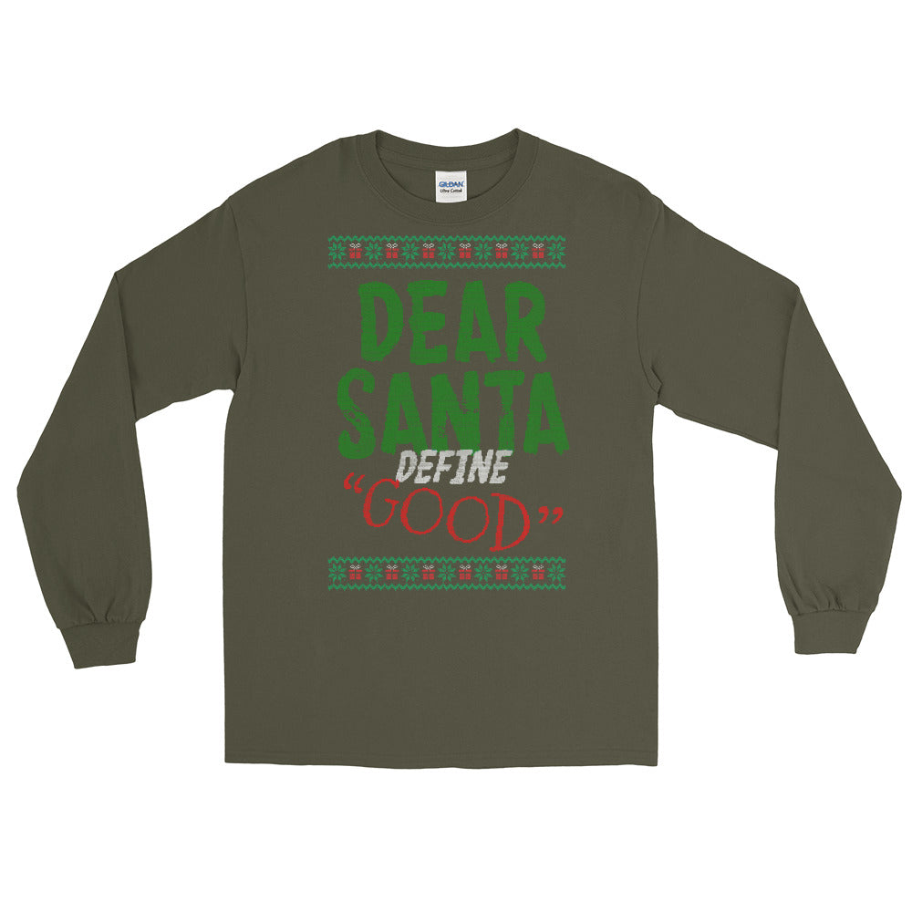 DEAR SANTA DEFINE GOOD Ugly sweater long sleeve | CIA - Cannabis Incognito Apparel CIA | Cannabis Clothing Store