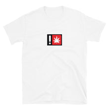 Load image into Gallery viewer, White Subtle Alert Tee elegantly laid out, its minimalist design quietly beckoning the observant eye.