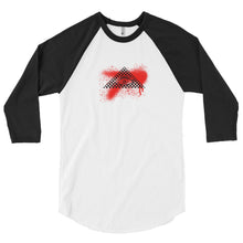 Load image into Gallery viewer, Illuminati Design | RED spray paint | CIA clothing store - Cannabis Incognito Apparel CIA | Cannabis Clothing StoreCasual and fashionable baseball raglan top for everyday wear-Black sleaves