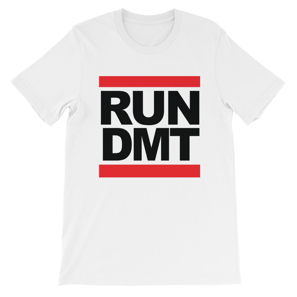 RUN DMT - LOGO on WHITE - T-Shirt with Tear Away Label - Cannabis Incognito Apparel CIA | Cannabis Clothing Store