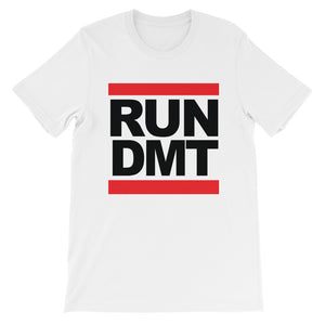 RUN DMT - LOGO on WHITE - T-Shirt with Tear Away Label - Cannabis Incognito Apparel CIA | Cannabis Clothing Store