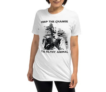 Load image into Gallery viewer, Model showcasing the &#39;Spare Some Cheer&#39; Quirky Quote Tee, embodying the spirit of holiday humor and rebellion