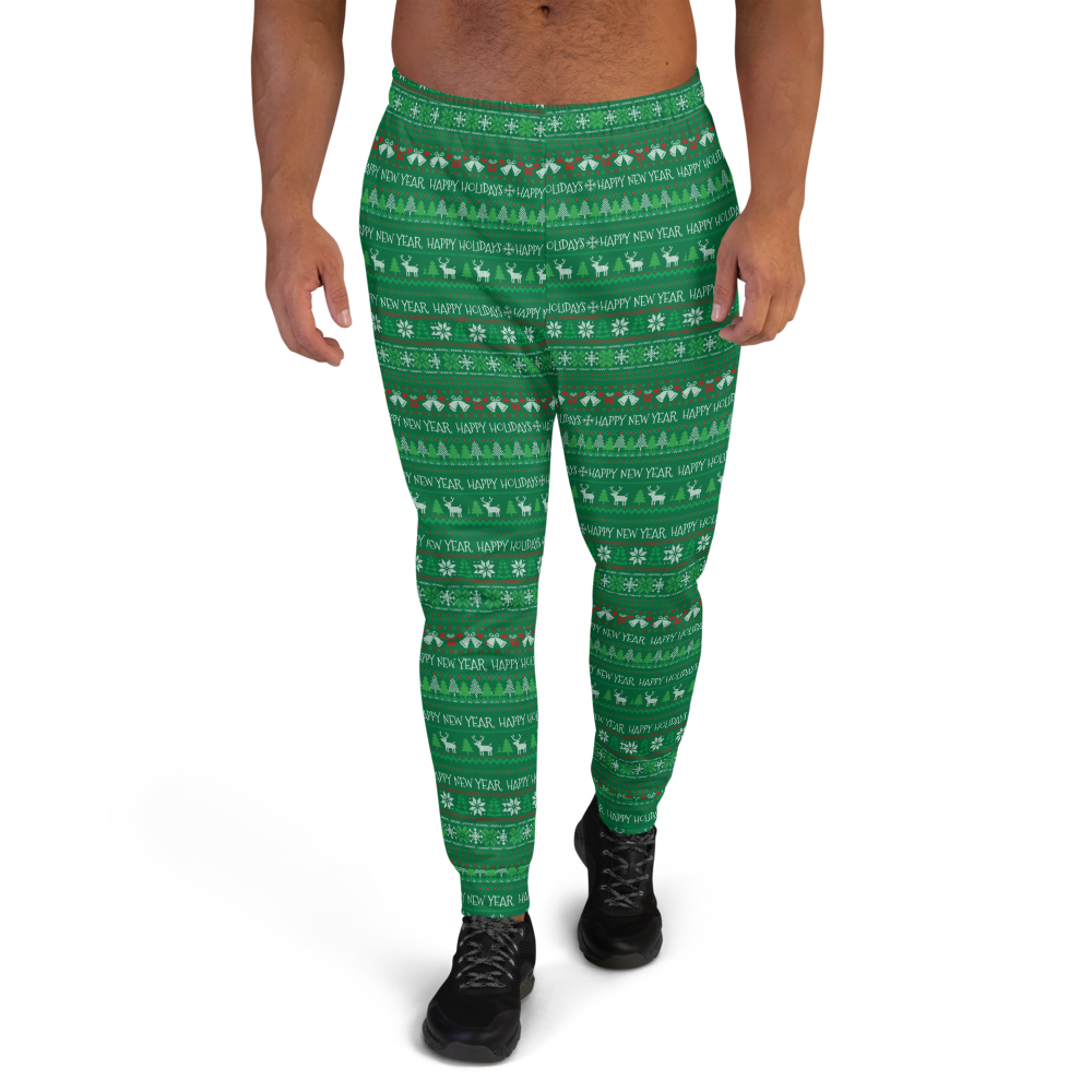 Happy Holidays  Happy New Year Ugly Sweater | Men's Joggers - Cannabis Incognito Apparel CIA | Cannabis Clothing Store