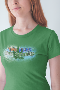 Two Birds One Stoned"AGED PAINT T-Shirt | CIA Clothing Store - Cannabis Incognito Apparel CIA | Cannabis Clothing Store