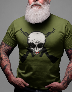 SKULL AND CROSS GUNS - Tee's Classic Apparel (Original Art) Unisex style - Cannabis Incognito Apparel CIA | Cannabis Clothing Store